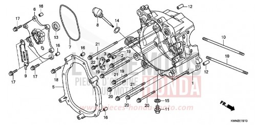 RIGHT CRANKCASE (WW125EX2A/EX2B) WW125EX2A de 2010